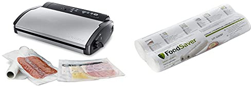 FoodSaver V 2860 Folienschweißgerät/Vakuumierer/Vakuumiergerät + Foodsaver FSR2802-I Vakuum-Rollen 2 Stück 28x550 cm/Folienrollen für Lebensmittel/Vakuumierer/Sous-Vide