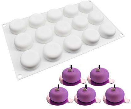 Moule de Gâteau Mousse, moules En Silicone pour Glace Chocolat Pâtisserie Dessert, 15 Trous Forme de Ronde