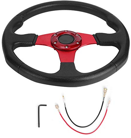 350mm/14in Racing Lenkrad, Universal Car Sport Lenkrad Deep Dish 6 Schrauben Modifiziertes Zubehör(rot)