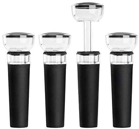 Mafiti Wine Stoppers - 4 Pack Vacuum Pump for Opened Wine Bottles