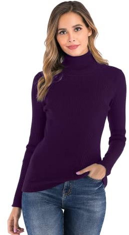 Enjoyoself Donna Maglione Elegante Collo Alto Maniche Lunghe Pullover Accollato Maglia a Maglieria Dolcevita Classico Invernale