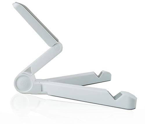GRSTREE Tablet-Ständer, verstellbare Halterung, tragbar, zusammenklappbar, Universalgröße, kompatibel mit Handys Tablet-PCs (4-13 Zoll)-weiß