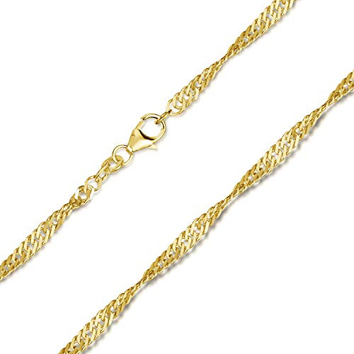 MATERIA by Matthias Wagner Singapurkette Gold 333-3mm Damen Halskette Echtgold 8 Karat mit Schmuck Etui K117