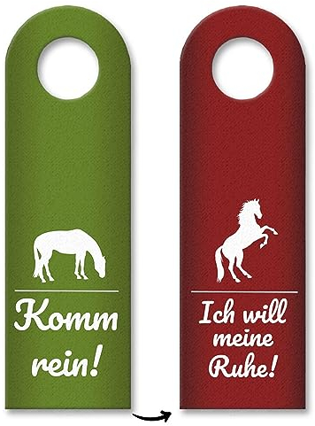 trendaffe Komm rein - Ich will meine Ruhe Türhänger in Rot und Grün mit Pferd Motiv