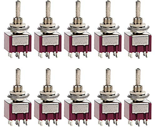 ETOPARS 10 Pezzi Mini Interruttore a levetta ON-ON 6A 125V / 3A 250V 6 Pin 2 Posizione DPDT Miniatura Auto Cruscotto Terminale a Saldare