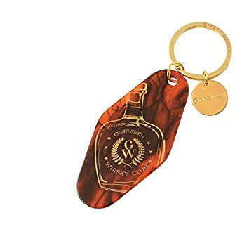 Gift Company Gentlemen Whisky Club Schlüsselanhänger aus Acryl in der Farbe Braun-Gold, Maße: 4,5cm x 12,4cm x 0,25cm, 1049901006
