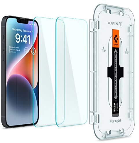 Spigen Glas.tR EZ Fit Sensor Protection Tempered Glass Screen Protector for iPhone 16e, iPhone 14, iPhone 13, iPhone 13 Pro - 2 Pack