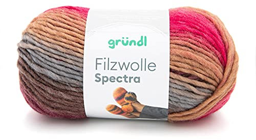 Gründl Filzwolle Spectra, (OEKO-TEX zertifiziert, 100% Schurwolle zum Filzen, 100 g / 100 m, 1 Knäuel á 100 g), cabernet multicolor