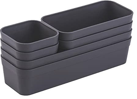 1x Schubladen-Organizer Set Aufbewahrungs-Box Einteiler verstellbar anthrazit