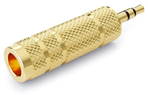 deleyCON Adattatore Jack [1 Pezzo] da 3,5mm a 6,35mm - Accoppiatore Audio Stereo - Per il Telefono Cellulare Smartphone Tablet PC Notebook Computer Ricevitore HiFi Amplificatore Home Cinema TRS