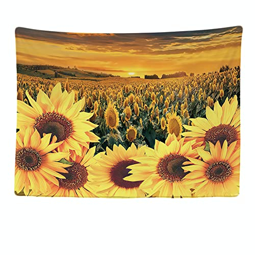 Ulticool - Sonnenblume Sommer Blumen Natur - Wandteppich - 200 x 150 cm - Großer Wandteppich - Poster Dekoration - Leinwand - Malerei - Zubehör Tapestry