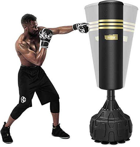 Dripex Sac de Frappe sur Pied 165 cm Sac de Boxe pour Adulte Punching Ball Autoportant avec 12 Ventouses Équipement pour Boxe, Kick-Boxing, Arts Martiaux, MMA