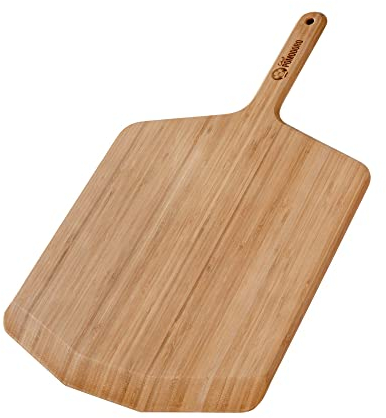 Chef Pomodoro - Grande Pelle A Pizza En Bois de Bambou (35,5cm) - Pelle Pizza et Planche à Découper, Préparer et Tranférer vos pizza et pains - Planche pizza Légère et Résistant, Convient aux fours