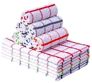 Alanna Jones 100% Cotton Check Terry Tea Towels Jumbo Dish Cloth For Kitchen Restaurant Bars 70x50cm Extra Large