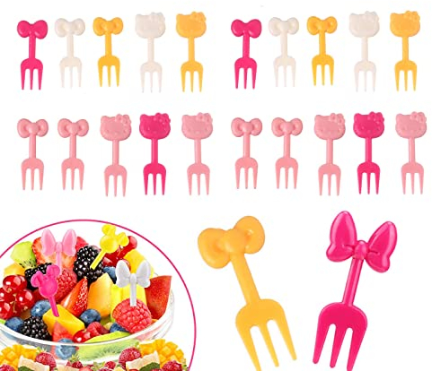 20PCS Fruit Forks Kids, YiXuTag Pickser de los niños Reutilizable para los niños para niños, pinchos para bocadillos para niños, Dulce Mini para Postre de adultos Pastelería Fruta Partido Niños