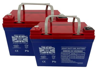 Great British Energy Batteries - Heavy Duty Gel Leisure Battery 2x 12v 33ah Reliable and Long Lasting Replacement Mobility Scooter Batteries also used in Electric Wheelchairs
