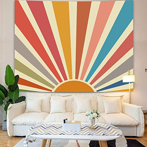 YISUMEI Abstrakter Boho Wandteppich mit Sonnenblättern, Moderner, Minimalistischer Wohnkultur, Trippy Tapisserie für Schlafzimmer, ästhetischer Bergteppich für Wohnzimmer(L/150x200cm)