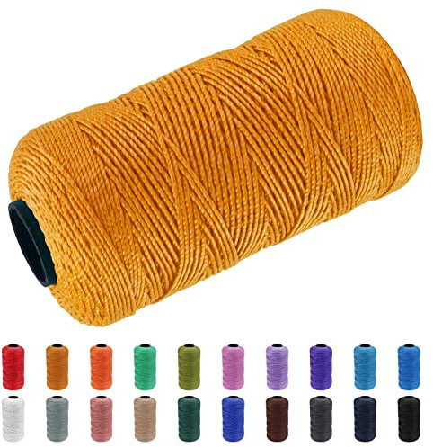 CAMAL Macrame Corda Polipropilene Filo Macrame 1.5mm Spago Colorato 200m Cordino per Borse Uncinetto Corde Colorate per Artigianato, Decorazioni per la Casa, Borsa a Tracolla (Giallo Oro)