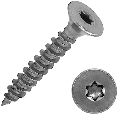 Spanplattenschrauben mit Senkkopf und Torx-Antrieb (TX) aus Edelstahl A2 / VA2 | Vollgewinde | Holzschraube | Holzbauschraube | Universalschraube | 4,5 x 60 mm, 1000 Stück
