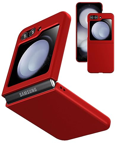Cresee Hülle für Samsung Galaxy Z Flip 5 (2023) Dünnes Hart Polycarbonat Case Handyhülle Schutzhülle Cover für Z Flip5, Rot
