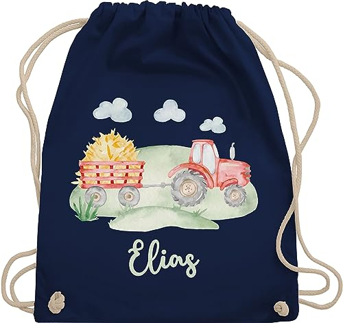 Turnbeutel Rucksack - Traktor Trecker Bauer Schlepper Landwirtschaft Bulldog - Unisize - Navy Blau - junge stoffbeutel für kindergarten traktoren und name beutel jungen