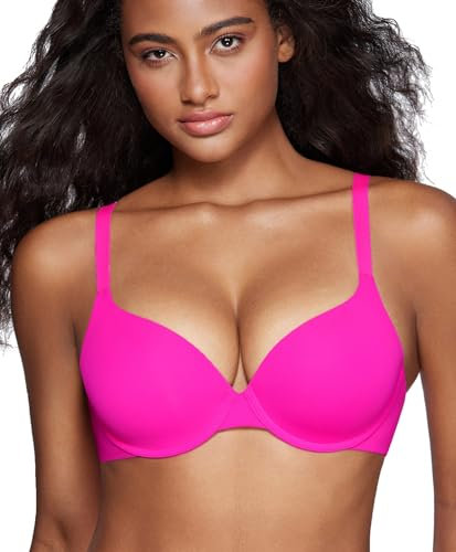 DOBREVA Femme Soutien Gorge Invisible Push Up Rembourré avec Armature Fuchsia Brillante 90AA
