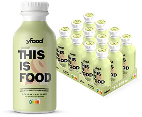 yfood Trinkmahlzeit Heavenly Hazelnut - 12 x 500 ml für unterwegs & stressige Tage - vollwertig & ready-to-drink mit 34 g Protein, 26 Vitaminen und Mineralstoffen - inkl. 3 € Pfand