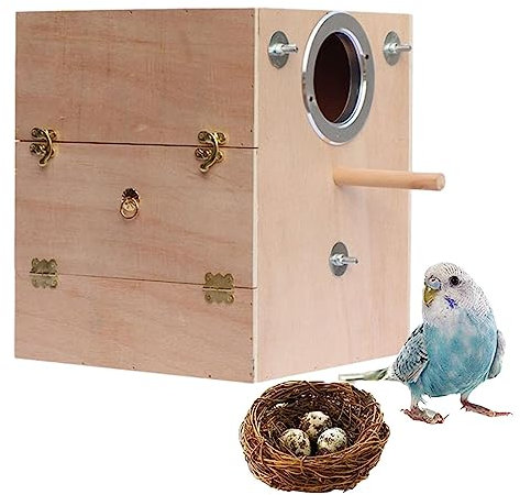 Neamou Vogelnest aus Holz - Vogelzuchtnest-Papageienkäfig aus Holz,Zuchtbox aus Holz für Turteltauben, Nymphensittiche, Tauben, Wellensittiche, Sittiche, Papageien