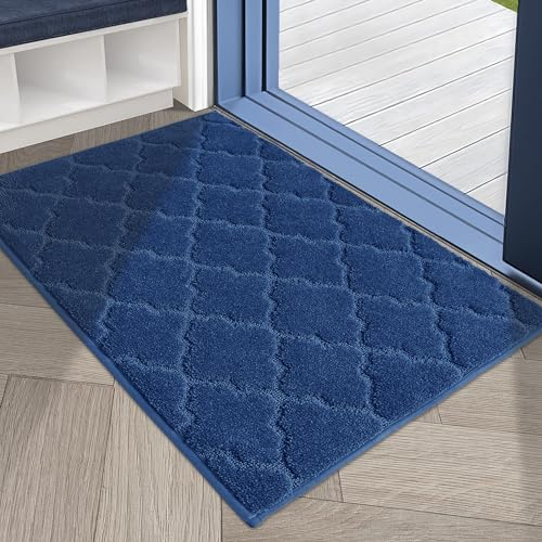 COSY HOMEER Fussmatte Innen 60 x 90 cm, Schmutzfangmatte Waschbar 1,5 cm Dicke, Eingangsteppich Sauberlaufmatte Hundeteppich Maschinenwaschbar für Flur, Küche, Hintertür, Blau
