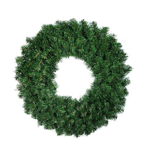 Künstlicher Weihnachtskranz, Weihnachtsdekorationskranz, 30 cm, 40 cm, verschlüsselter grüner PVC, gewöhnlicher Blattkranz, Türhängender Weihnachtskranz (Farbe: Grün, Größe: 80 cm (1,4 kg))