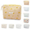 Trousse de Toilette de Voyage en Coton, Sac de Rangement de Maquillage Portable pour Femmes et Filles, Jaune, Motif Floral