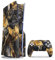Skins4u Slim PS5 Skins Aufkleber Set kompatibel mit Playstation 5 Disk Edition + PS5 Controller Skin Wrap Faceplate Design Schutz Folie Dark Gold