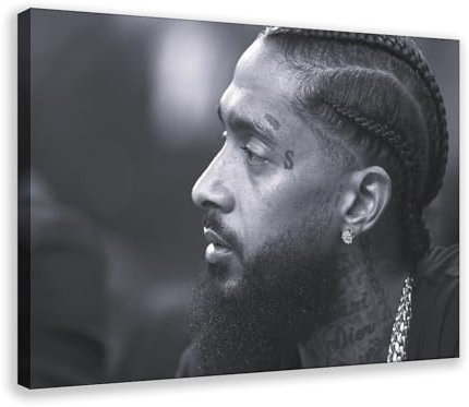 TINGTOEO Schauspieler und Sänger, Nipsey Hussle 1 Leinwand-Poster, Schlafzimmer-Dekor, Sportlandschaft, Büro, Raumdekoration, Geschenk, Rahmen-Stil, 20 x 30 cm