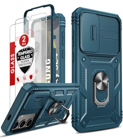 LeYi Hülle für Samsung Galaxy S24 5G Objektivschutz Handyhülle [2 Glasfolie Schutzglas] Hybrid Schutzhülle Ringhalterung Cover Kratzfest Kamera Schutz S 24 g5 Case Halter Outdoor Handy Hüllen Blau