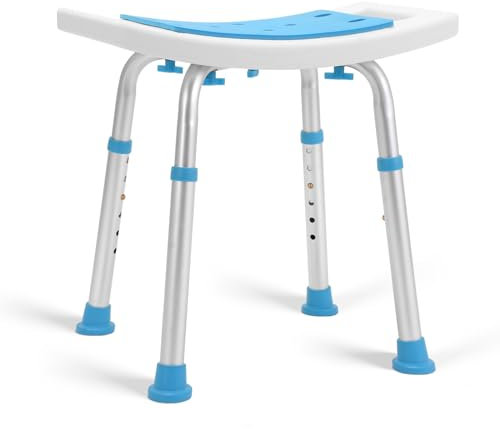 HEAO Shower Stool 158kg Bath Seat Chair,Tool-Free Assembly Height Adjustable Bath Bench with Padded Seat for Seniors,Elderly,Disabled,Handicap and Injured