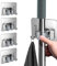 Fikiro Mop Broom Holder - 4 Pcs Stainless Steel Self Adhesive Hooks with Heavy Duty Hooks，Mop Holder Wall Mounted for Kitchen, Bathroom, Closet, Garden Garage etc