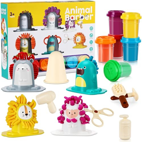 Play Color Dough Set for Kids Ages 2-4, 16PCS Hair Salon Dough, Non-Toxic 2 oz. Cans, Art Crafts Haircut Play Toys for Girls Boys 4-8, Play Barber Doh Set, Back to School Gifts, Prizes, & Party Favors