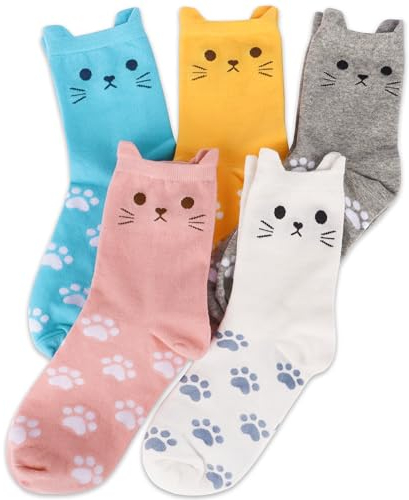 Merclix 5 Paires Chaussettes Chat Femme 35-38 Rigolotes Cadeau Chat Idee Cadeau Femme Maman Copine Ado Fille Original Noel Anniversaire Fete Des Meres