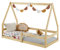 IDIMEX Hausbett LUSIA Kinderbett in Hausform, 80 x 160 cm, Natur, Kiefernholz Kinderbett mit Rausfallschutz, ideal zum Schlafen und Spielen, Bodenbett, Montessori