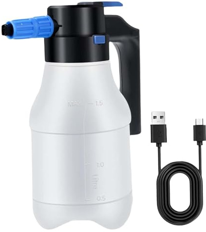 Shurzzesj Schäumendes Autowaschsprühgerät – Elektrische Schaumkanone 1,5 l – Schaumkanone Tragbarer Schaumsprüher mit USB für Glas Garten Auto Schönheit, kratzfreie Reinigung