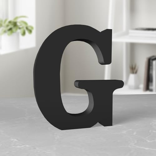 Aruatu 20,3 cm schwarze Holzbuchstaben unlackierte Holzbuchstaben für Wanddekoration, dekorativer stehender Buchstabe große Buchstaben für Wanddekoration für Bastelprojekte zu Hause, Party-Projekte (G