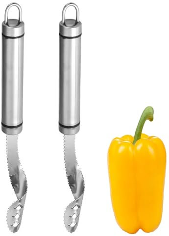 Landrain 2 Stück Edelstahl Chili Samenentferner, Entkerner für Paprika, Generisch Entsteiner für Paprika Apfel Bananen