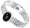JEWELSTREZORO Onyx Edelstein Bandring 925 Sterling Silber Ring Herren & Damen Bandring Geschenkartikel Handgefertigter Schmuck TSR117M_74 (23.6)