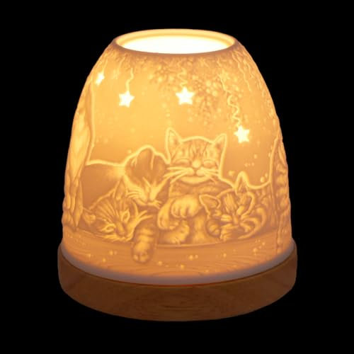 Hellmann Versand Mini-Iglu - Nr. 431 Katzen durchbr. - Kerzenhalter - Weiß - Porzellan - Glänzend - 10 cm (Höhe/Breite/Durchmesser) - Für Feierliche Anlässe