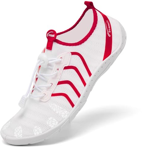 Steppli Aqua Swimming Water Shoes Beach Swim Pool Weitsuit Non Slip Lightweight Shoes for Men Women White EU41=UK7.5