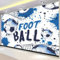 Papier Peint Panoramique Thème Football Bleu Poster Mural, Bleu Peinture Murale pour Salon Chambre Chambre d'enfants Restaurant Décoration Murale 300x210 cm