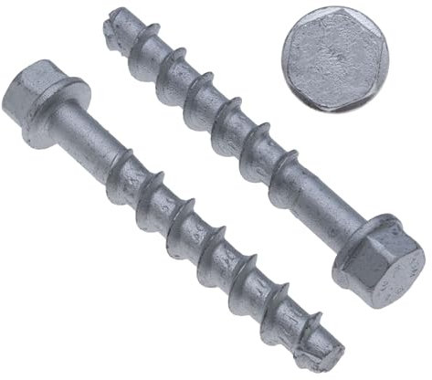 Tornillos para concreto y anclajes de 12,6x140 mm, acero galvanizado, cabeza hexagonal, para mampostería, ladrillo, concreto y bloques, resistentes a la corrosión, paquete de 30