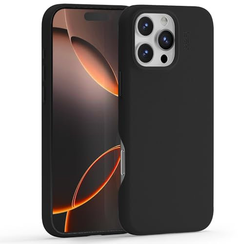 MOFT Snap Case MOVAS for iPhone 16 Pro, Magnetic Premium Vegan Leather Phone Case with Smooth Feeling, Enduring Color Minimalist Protective Case, Jet Black