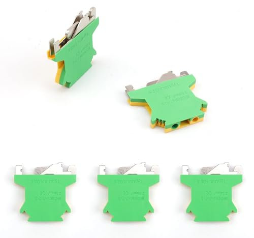 SHENGYIG 5 Stück Reihenklemmen Hutschiene, Messing Durchgangsklemme, UK 2,5 Klemmblock Hutschiene, Leiterquerschnitt 2,5 mm², für Verkabelung und Stromkreisumwandlung