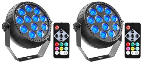Rtktoup 2PCS Wiederaufladbar RGB LED Par Scheinwerfer, 12 LED Strahler Akku mit Fernbedienung Partylicht Bühnenlicht für Party Bar Bühne DJ Disco Hochzeit Halloween Weihnachten